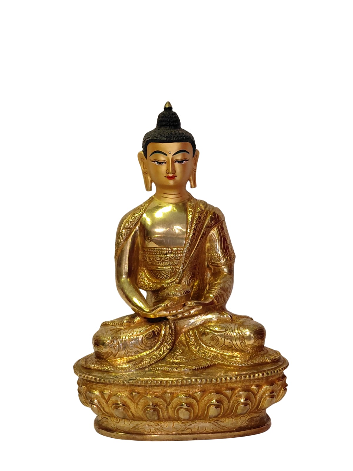 Gilded Shakyamuni Buddha statue in meditation mudra
